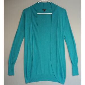 Talbots Open Front Cardigan Sz S Aqua Light Knit Long Sleeve Rayon BlendSweater